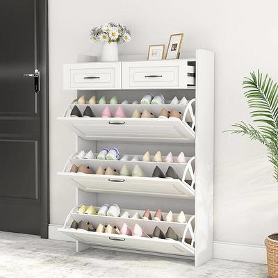 BYBLIGHT 70.86 in. H x 25.6 in. W White 30-Pairs Tall Shoe Storage Cabinet, 10-Tier Shoe Rack for Entryway