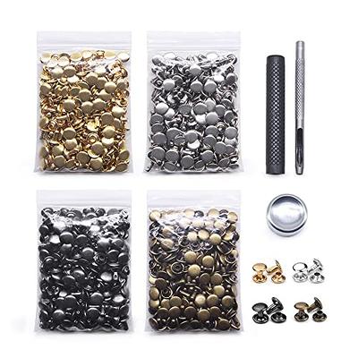 400 Sets Leather Rivets,Double Cap Rivet Tubular 4 Colors Metal Studs with  Fixing Tools for DIY Leather Craft/Clothes/Shoes/Bags/Belts Repair  Decoration (8x8mm) - Yahoo Shopping