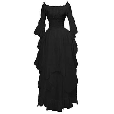  Sexy Gothic Clothes for Women Plus Size Lace Butterfly Sleeve  Dress Stretchy High Waist Medieval Dress Green : Sports & Outdoors