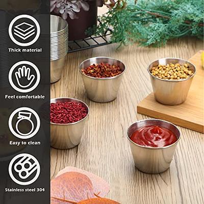 Pack) Small Sauce Cups 1.5 oz, Commercial Grade Stainless Steel Dipping Sauce  Cups, Individual Condiment Cups / Portion Cups / Ramekins by Tezzorio 