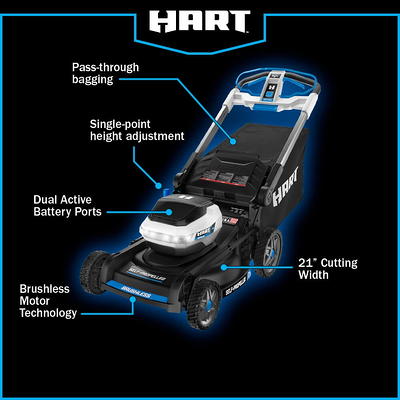 HART 40-Volt 20-inch Self-Propelled Battery-Powered Brushless Mower Kit,  (1) 6.0Ah Lithium-Ion Battery 