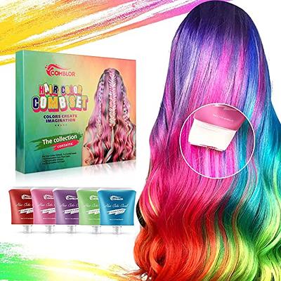 Glow Temporary Hair Chalk Comb, Glow in The Black Light Washable Hair Color  Comb for Girls Kids Non-Toxic Hair Dye for Birthday Halloween Cosplay Party