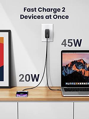 UGREEN 66w USB C Charger, 2 Ports Foldable Wall Charger, PD 65W