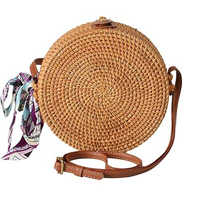 Mini Round Straw Woven Crossbody Bag Fashion Braided Circle - Temu