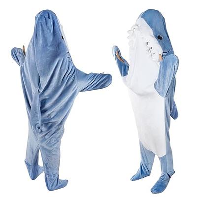 Shark Blanket Adult, Wearable Shark Blanket Super Soft Cozy Flannel Hoodie,  Shark Blanket Hoodie Sleeping Bag Shark Onesie Blanket for Adults Kids