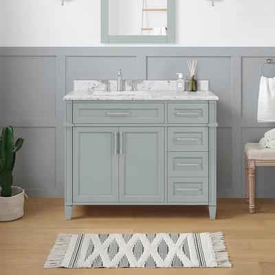 Home Decorators Collection Sonoma 36 in. W x 22 in. D x 34.50 in. H Bath Vanity in Midnight Blue with Carrara Marble Top