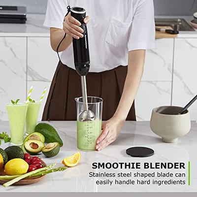 Handheld Blender, Electric Hand Blender 8-Speed 500W, Immersion Hand Held Blender  Stick with Grade Stainless Steel Blades for Smoothies Puree Baby Food & Soup