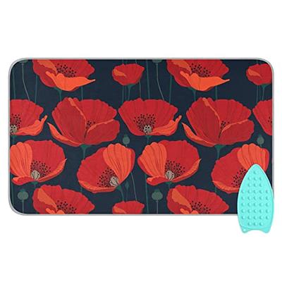 Poppies Red Flowers Ironing Mat Portable Ironing Pad Blanket for