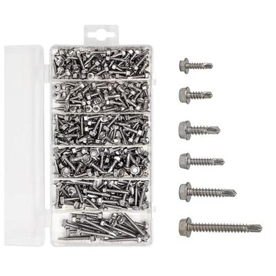 T.K.Excellent Hex Washer Head Self Drilling Screws 285 PCS, Self Tapping  Sheet Metal Tek Screws, 410 Stainless Steel - Yahoo Shopping