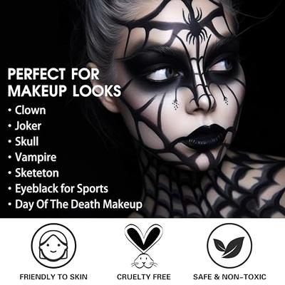 Halloween Face Body Paint Kit Black & White Face Makeup Set Pigment Safe  For Kids Adults Party Cosplay Clown Skull Ghost