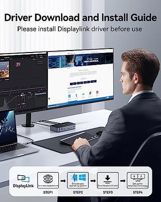 DisplayLink Laptop Docking Station Dual Monitor, USB C Dock with 120w  Power, USB C Docking Station with 2 HDMI, 2 DisplayPort,2.5Gbps  Ethernet,USB