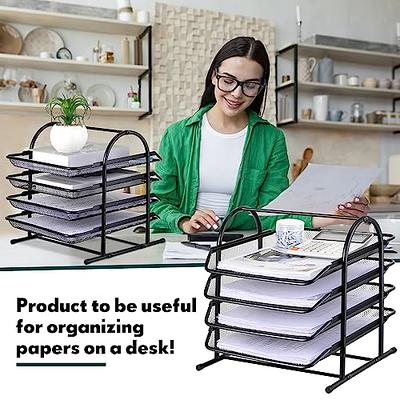 Basics Rectangular Stackable Office Letter Size Organizer Desk Tray,  Pack of 2, Black