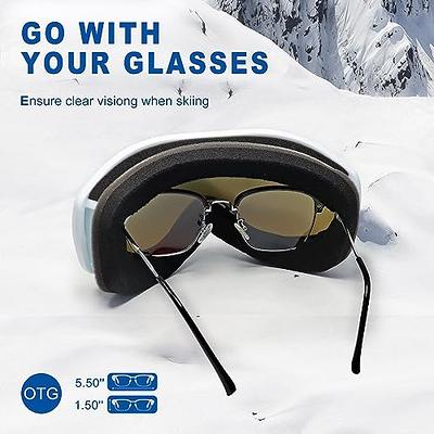 Karsaer Ski Goggles Anti-Fog Snow Goggles OTG 100% UV Protection Snowboard Goggles Bendable Dual-Lenses for Men Women Youth