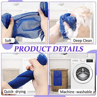 2 Pieces African Net Sponge, Exfoliating Premium Nylon Bathing /Wash Net  for Daily Back Body Scrub Scrubber Shower Net (Black, Blue)