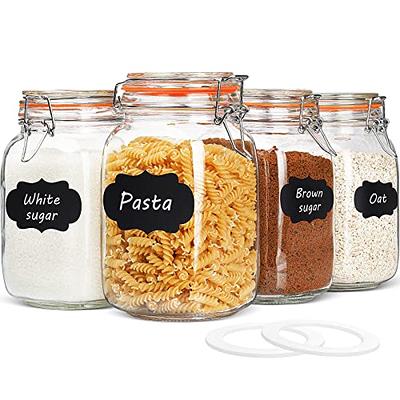 Berkware Mini Glass Jar Set and Air Tight Sealable Containers for Kitchen and Pantry Organization, Clear