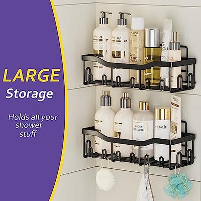 Dyiom Shower Caddy Adhesive Bathroom Shelf Wall Mounted, in Black