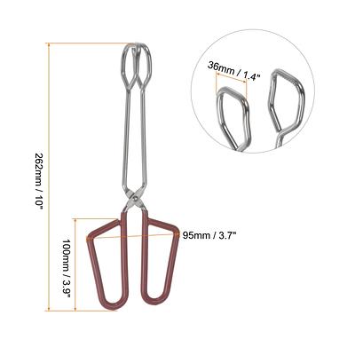 Unique Bargains Kitchen Tong Set for Cooking Stainless Steel Tongs with Stands Silicone 2pcs - Burgundy