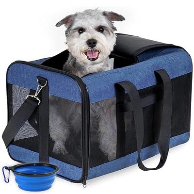 Pets Carrier 17x11x9.5 Alaska Airline Approved,Pet Travel Carrier Bag for  Small Cats and Dogs, Soft Dog Carrier for 1-10 LBS Pets,Dog Cat Carrier  with Safety Lock Zipper(Black)