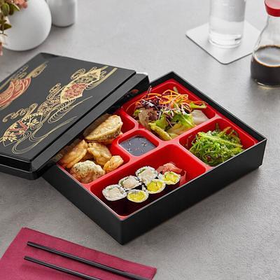 Emperor's Select 10 1/2 x 8 Black 5-Compartment Bento Box with Removable  Red Tray & Lid - Yahoo Shopping