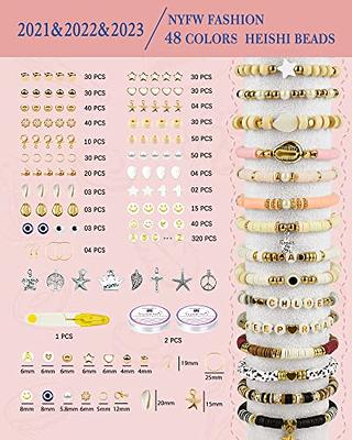 Flat Clay Beads for Jewelry Bracelet Making Kit,6mm 20 Colors Flat Polymer  Heishi Beads DIY Arts and Crafts Kit With Smiley Face Letter Bead 