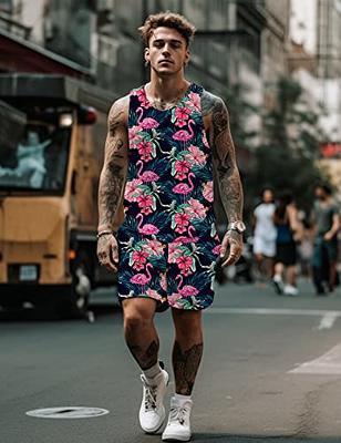 Men's spring fashion. Hawaiian shirt + white singlet + white jeans