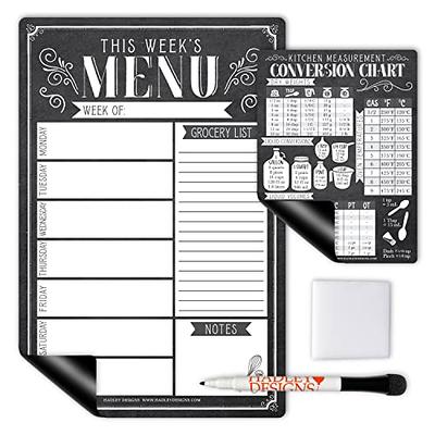 Dry Erase Magnetic Menu for Refrigerator A4 Size 8.5x12 inch Weekly Meal Planner