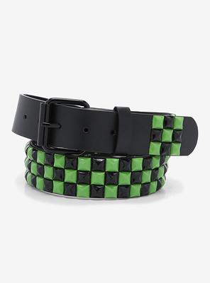 Double Black Pyramid Stud Belt