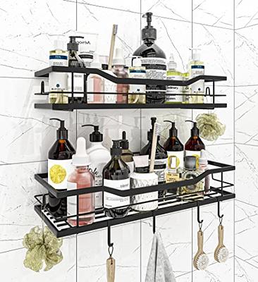 Nieifi Shower Caddy Shelf with Hooks Storage Rack Organizer Adhesive  Stainless Steel without Drilling for Bathroom, Lavatory, Washroom,  Restroom