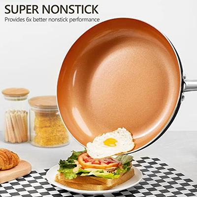  MICHELANGELO Frying Pan with Lid, Nonstick 8 Inch Frying Pan  with Ceramic Titanium Coating, Copper Frying Pan with Lid, Small Frying Pan  8 Inch, Nonstick Frying Pans: Home & Kitchen