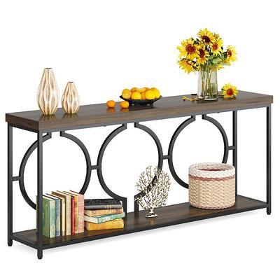 Catalin 71 in. Rustic Brown Rectangle Wood Console Table with