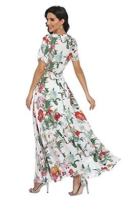 VintageClothing Women's Floral Print Maxi Dresses Boho Button Up