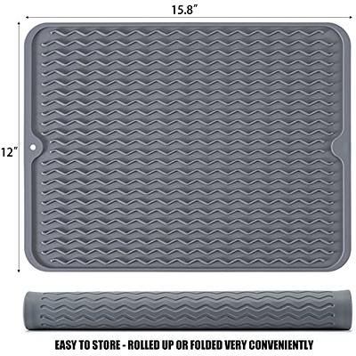 Silicone Dish Drying Mat for Kitchen Counter 16x12,Heat-resistant Silicone  Mat Dishwasher Safe Pad Kitchen Sink Mats for Draining Dishes Rack Trivet