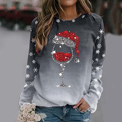 YanHoo Christmas Hoodie Sweatshirts Women Christmas Gifts 2023 Long Sleeve  Casual Oversized Crewneck Sweatshirt Fall Ugly Funny Christmas Graphic Tops  for Teen Girls 