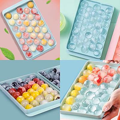 Ice Cube Trays for Freezer with Cover & Bin 3 Packs Small Circle Ice Ball  Mold