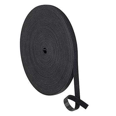 Reusable Fastening Tape Cable Ties 3/4 Inch Double Side Hook Roll (25 Yard,  Black)