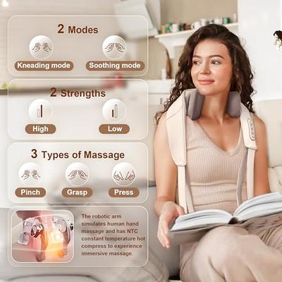 Neck and Back Massager with Soothing Heat, Electric Deep Tissue Kneading