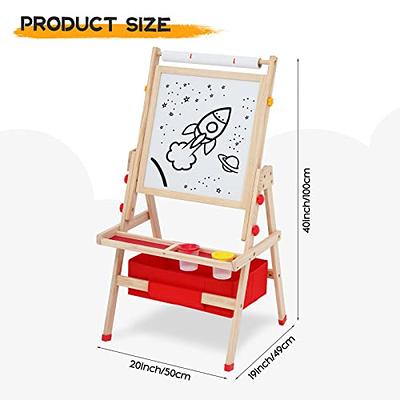 UTEX Wooden Kids Easel with Paper Roll and Storage, Art Easel for Kids with  Magnetic Whiteboard and Chalkboard, Gift for Kids Ages 4-12