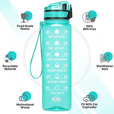 Motivational Water Bottle with Time Marker, 32 Oz BPA Free Water