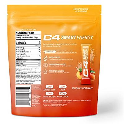 C4 Smart Energy Powder Stick Packs - Sugar Free Performance Fuel & Nootropic  Brain Booster, Coffee Substitute or Alternative