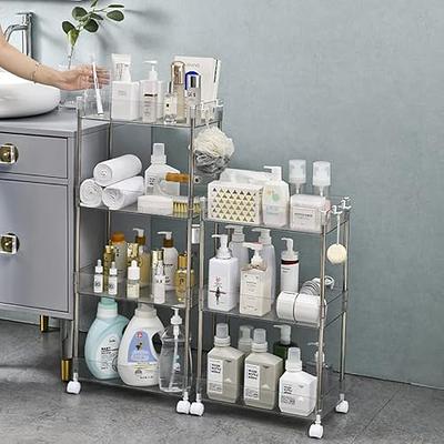 2/3/4 Layer Movable Gap Storage Rack Kitchen Bathroom Organizer Shelf  Kitchen Trolley with Wheels Space Saving Organizer Shelves