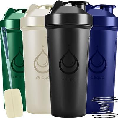 Blender Bottle Shaker Mixer Cup Reusable Silicone Straw - Black