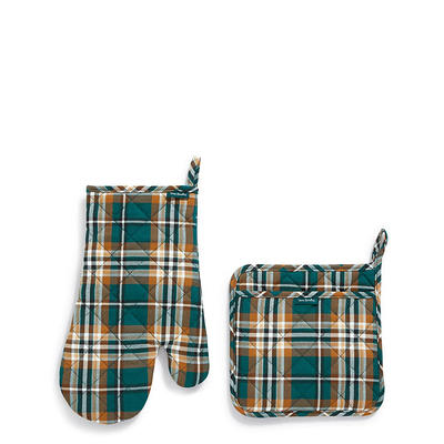 KitchenAid Gingham 2-Pack Mini Oven Mitt Set Milkshake Tan