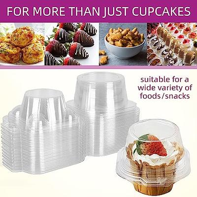 LotFancy Plastic Individual Cupcake Containers, 100 Pcs Clear