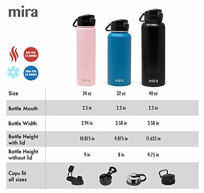MIRA 24 oz Stainless Steel Water Bottle | Vacuum Insulated Metal Thermos  Flask Keeps Cold for 24 Hours, Hot for 12 Hours | BPA-Free Spout Lid Cap 