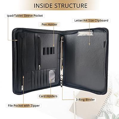 Binder Padfolio Organizer with Color File Folders, Organizer Portfolio File Fold - Gold