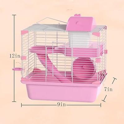 Hamiledyi Portable Hamster Cage 2 Layers Dwarf Hamster Habitat Small Animal  Travel Cage with Exercise Wheel Hamster Enclosure Mouse Cage for Hamsters