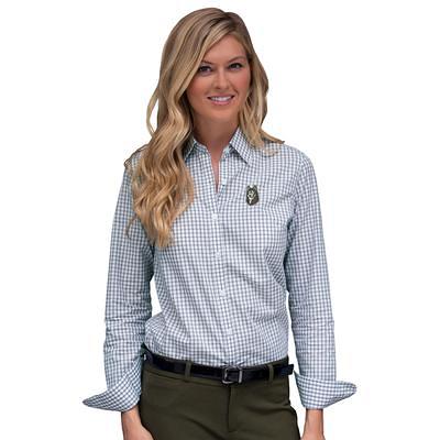 Women's Cutter & Buck Charcoal Arkansas Razorbacks Oxford Stretch Long  Sleeve Button-Up Shirt