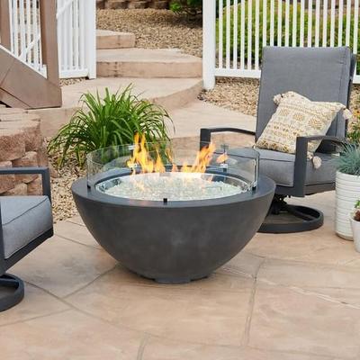 Lakeview Abbey Bay Block 52-Inch Round Propane Gas Fire Pit Kit with  42-Inch Crystal Fire Burner - SC-BRON52-K