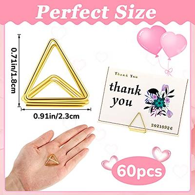 60 Pieces Place Card Holder Wedding Table Number Holder Triangle Shape  Table Card Holder Photo Picture Holder Stand Clip for Wedding Party Baby  Shower, Suitable for Small Card (Gold) - Yahoo Shopping