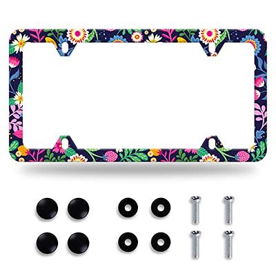 Colorful Flowers License Plate Frame Cute Floral License Plate